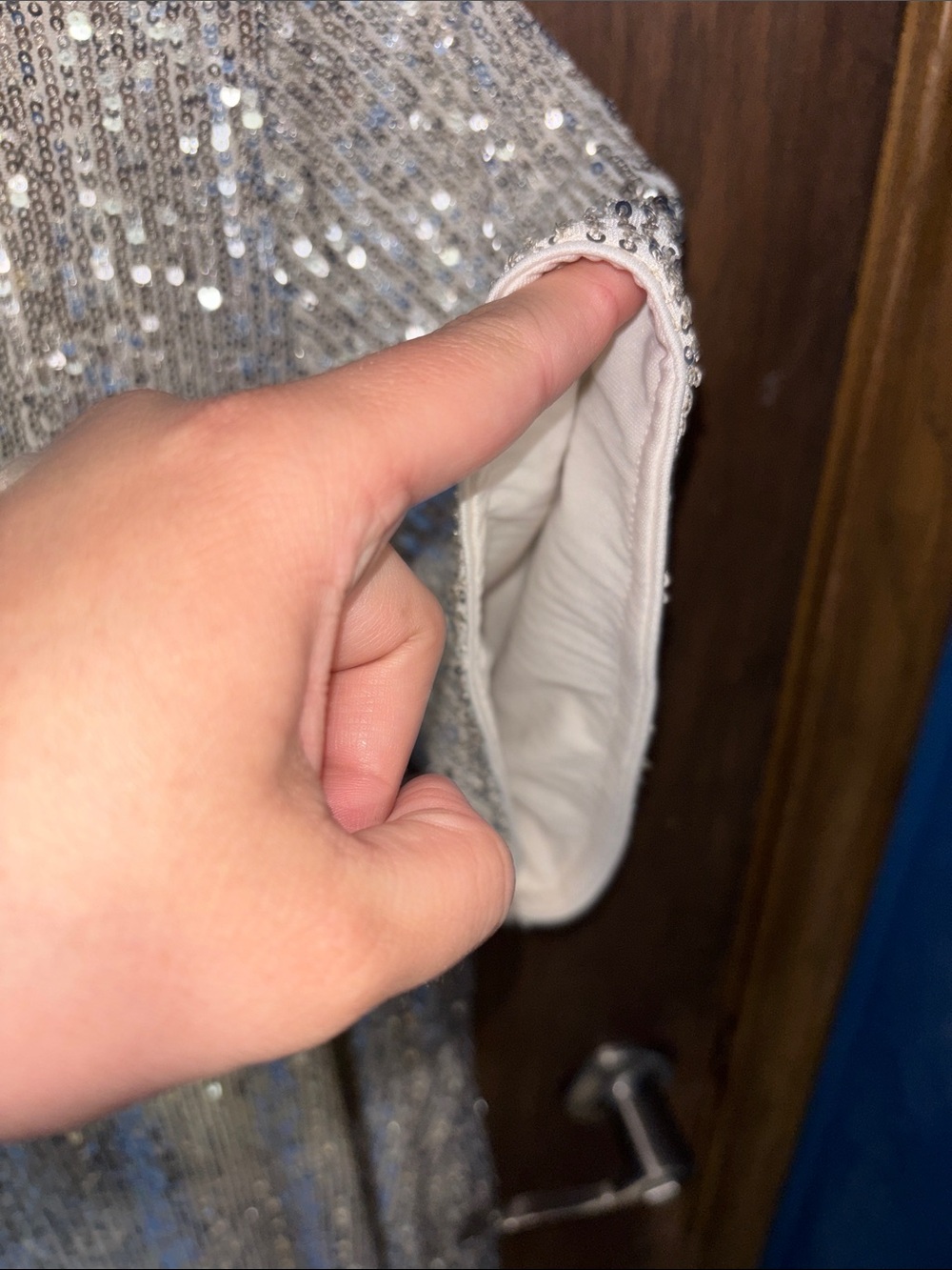 Vince Camuto Silver Sequin V-Neck Mini Dress - Picture 6 of 16